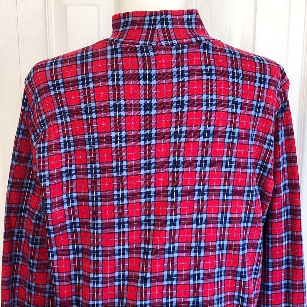 Lands' End Red & Blue Plaid Print Mockneck Long Sleeve Tee XL - Picture 15 of 16